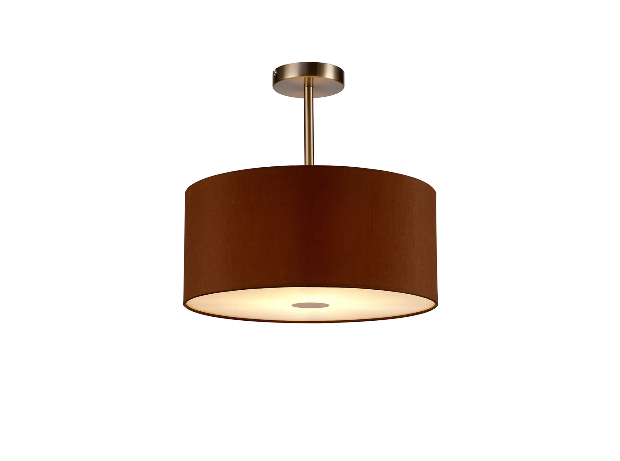 DK0258  Baymont 40cm Semi Flush 1 Light Satin Nickel, Raw Cocoa/Grecian Bronze, Frosted Diffuser